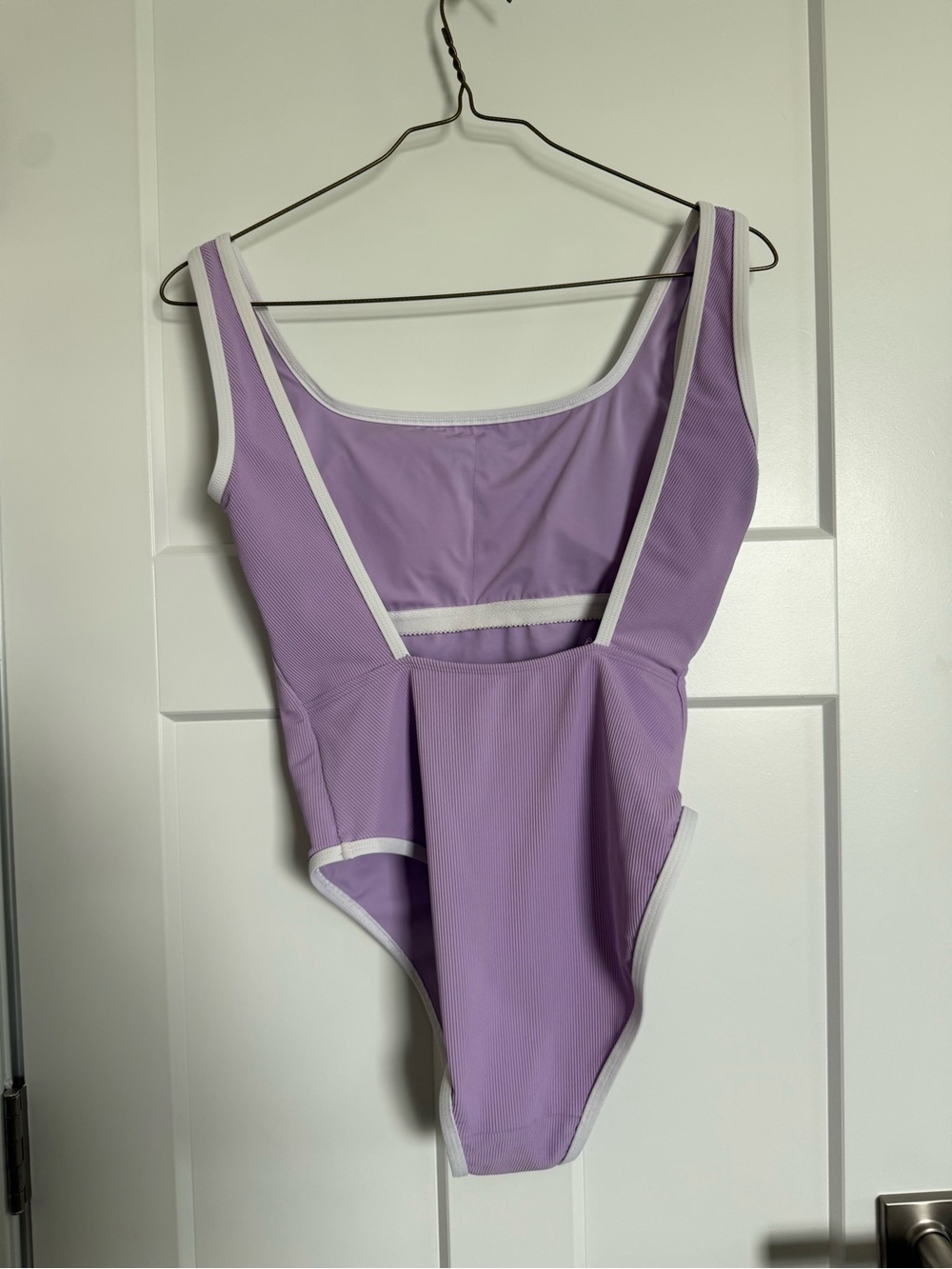 LainSnow Lilac One-Piece Swimsuit with White Trim - Picture 2 of 5